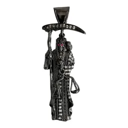 Dije Medalla Santa Muerte Plata 925 Zirconia Negra Unisex - Imagen 1
