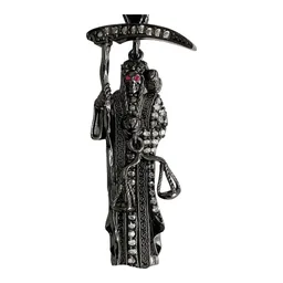 Dije Medalla Santa Muerte Plata 925 Zirconia Negra Unisex - Imagen 2