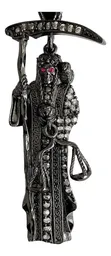 Dije Medalla Santa Muerte Plata 999 Zirconia Negra Unisex - Imagen 2