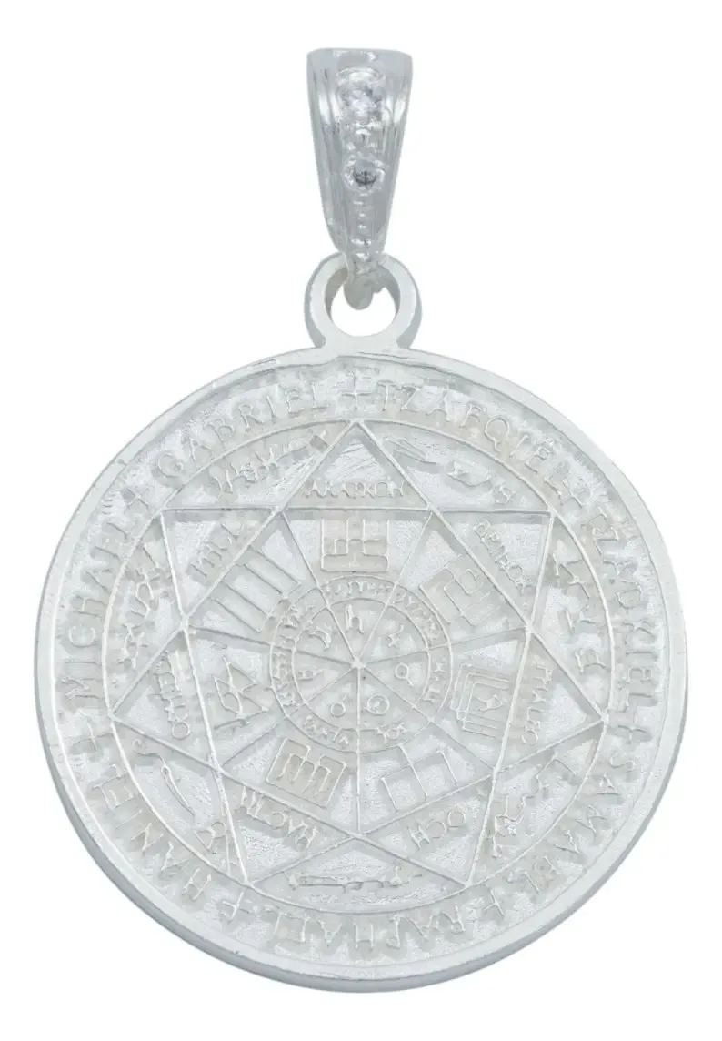 Dije Medalla Sello Siete Arcángeles Plata .925 Nacional unisex, amuleto de protección brillante con símbolos sagrados.