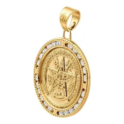 Dije Medalla Tetragrámaton de Oro 10k con Zirconias 25 mm - Imagen 2