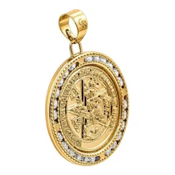 Dije Medalla Tetragrámaton de Oro 10k con Zirconias 25 mm - Imagen 3