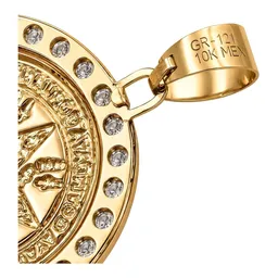 Dije Medalla Tetragrámaton de Oro 10k con Zirconias 25 mm - Imagen 4