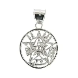 Dije Medalla Tetragramaton Pentagrama Plata 925 - Imagen 1