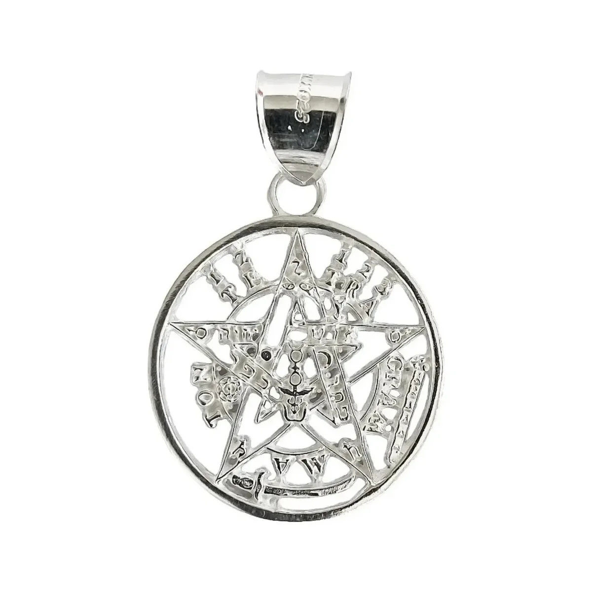 Dije Medalla Tetragramaton Pentagrama Plata 925 - Símbolo Protección - Joyaris joyería fina artesanal