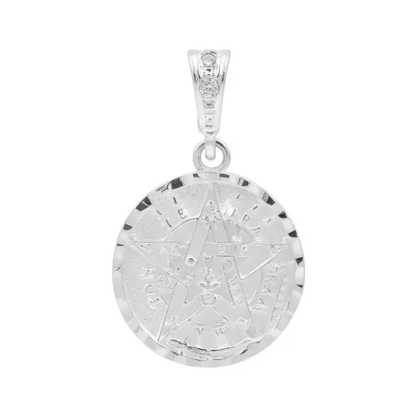 Dije Medalla Tetragrammatón Plata Ley 925 con Zirconia Brillante - Imagen 1