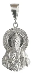 Dije Medalla Torso San Judas Tadeo Plata .925 con Zirconia 6 - Imagen 1