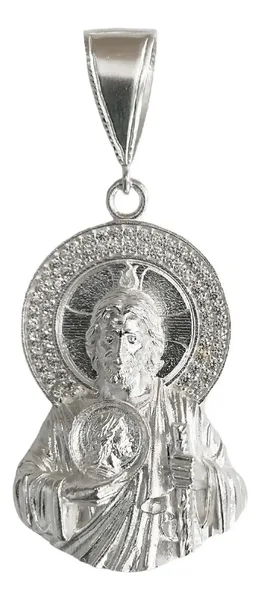 Dije Medalla Torso San Judas Tadeo Plata .925 con Zirconia 6 - Imagen 1