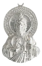 Dije Medalla Torso San Judas Tadeo Plata .925 con Zirconia 6 - Imagen 2