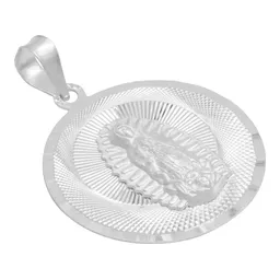 Dije Medalla Virgen de Guadalupe de Plata .925 Diamantado 10 mm - Imagen 4