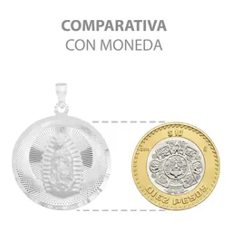 Dije Medalla Virgen de Guadalupe de Plata .925 Diamantado 10 mm - Imagen 5