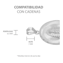 Dije Medalla Virgen de Guadalupe de Plata .925 Diamantado 10 mm - Imagen 6