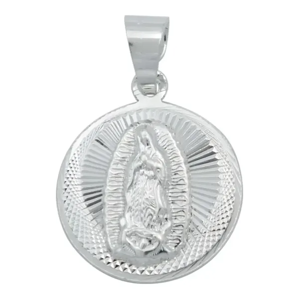 Dije Medalla Virgen de Guadalupe Plata 925 Diseño Diamantado Modelo 2168 - Imagen 1