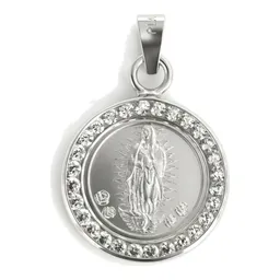Dije Medalla Virgen de Guadalupe de Plata 999 con Zirconia - Imagen 1