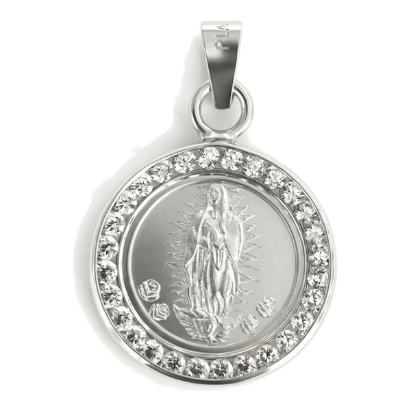 Dije Medalla Virgen de Guadalupe Plata 999 con Zirconia Blanca Modelo 939 - Imagen 1