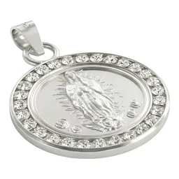 Dije Medalla Virgen de Guadalupe de Plata 999 con Zirconia - Imagen 2