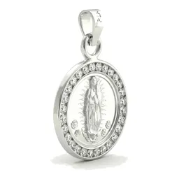 Dije Medalla Virgen de Guadalupe de Plata 999 con Zirconia - Imagen 3