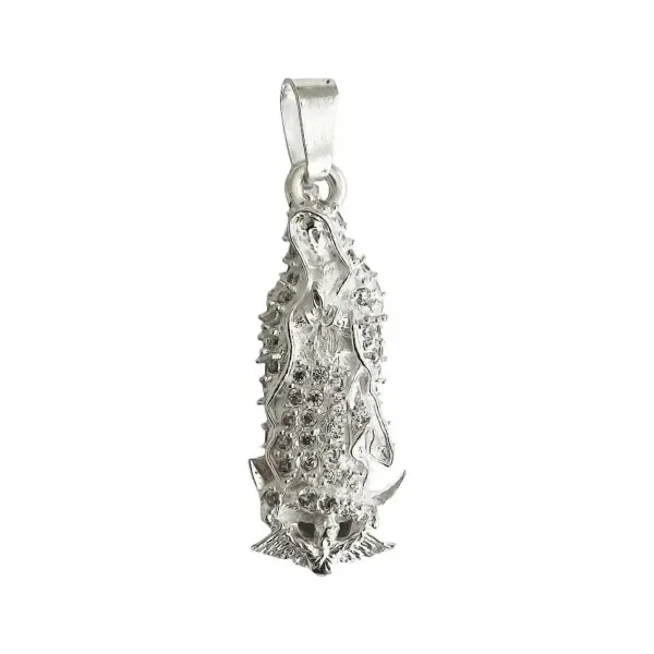 Dije Medalla Virgen de Guadalupe Plata 925 con Zirconia Blanca - Imagen 1