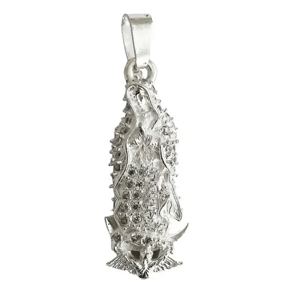 Dije Medalla Virgen de Guadalupe Plata 925 con Zirconia Blanca - Imagen 1