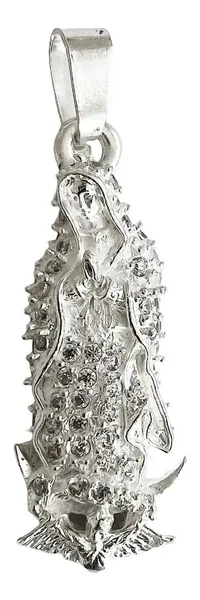 Dije Medalla Virgen de Guadalupe Plata 925 con Zirconia Blanca - Imagen 1