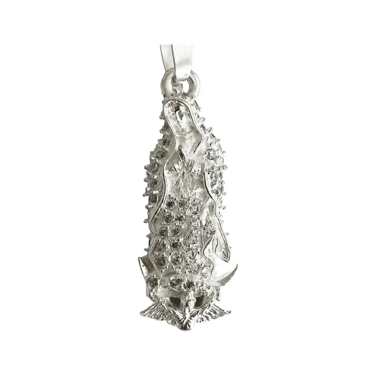 Dije Medalla Virgen de Guadalupe Plata 925 con Zirconia Blanca Modelo 201 - Imagen 2
