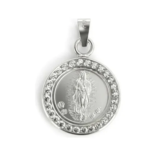 Dije Medalla Virgen de Guadalupe Plata 999 con Zirconia Blanca Modelo 939 - Imagen 1