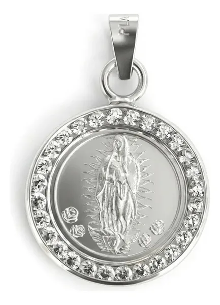 Dije Medalla Virgen de Guadalupe Plata 999 con Zirconia Blanca Modelo 939 - Imagen 1
