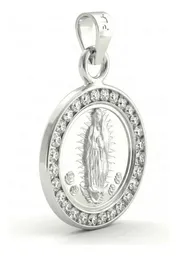 Dije Medalla Virgen de Guadalupe Plata 999 con Zirconia Blanca Modelo 939 - Imagen 3