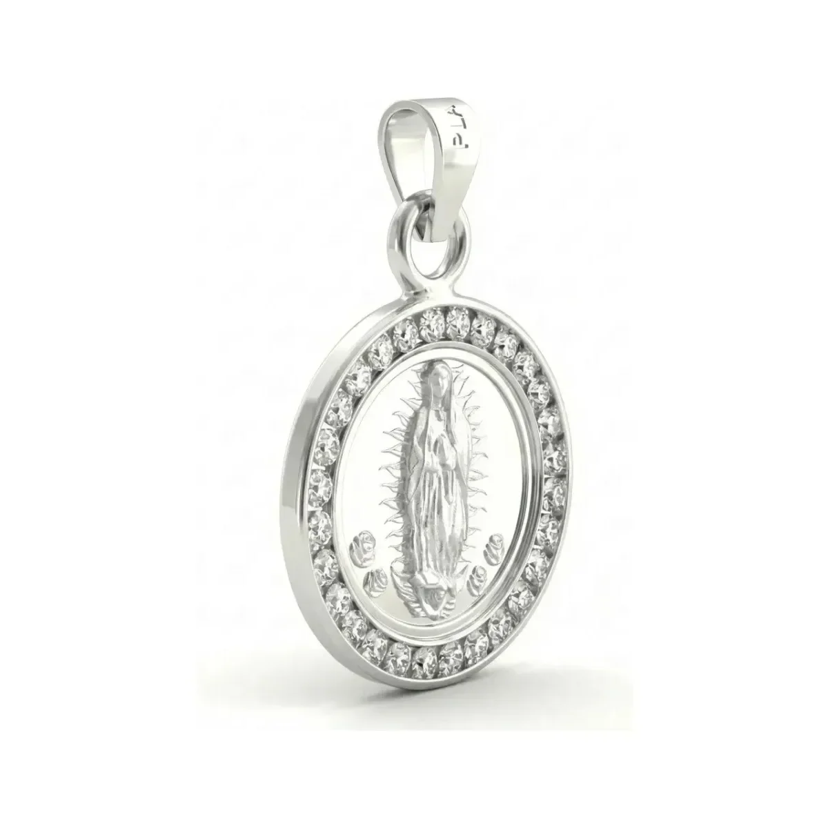 Dije Medalla Virgen de Guadalupe Plata 999 con Zirconia Blanca Modelo 939 - Imagen 3