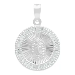 Dije Medalla Virgen de Guadalupe Plata 925 con Zirconia Transparente - Imagen 1