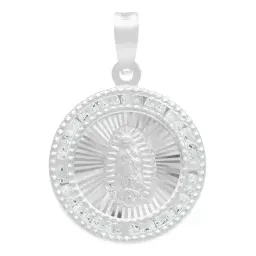 Dije Medalla Virgen de Guadalupe Plata 925 con Zirconia Transparente - Imagen 1
