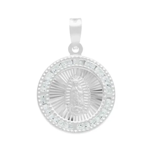 Dije Medalla Virgen de Guadalupe Plata 925 con Zirconia Transparente - Imagen 1