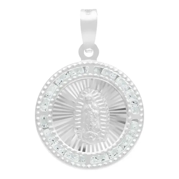 Dije Medalla Virgen de Guadalupe Plata 925 con Zirconia Transparente - Imagen 1