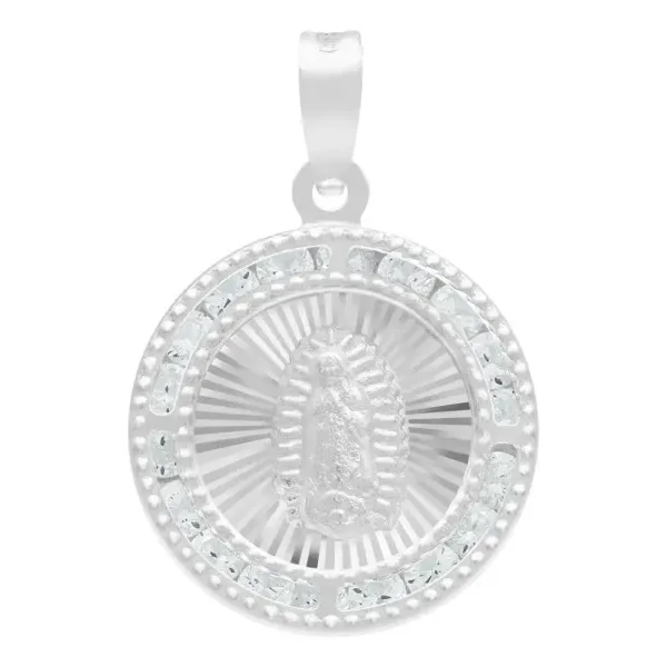 Dije Medalla Virgen de Guadalupe Plata 925 con Zirconia Transparente - Imagen 1