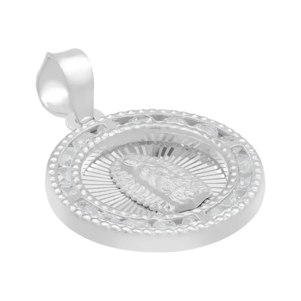 Dije Medalla Virgen de Guadalupe Plata 925 con Zirconia Transparente - Imagen 3