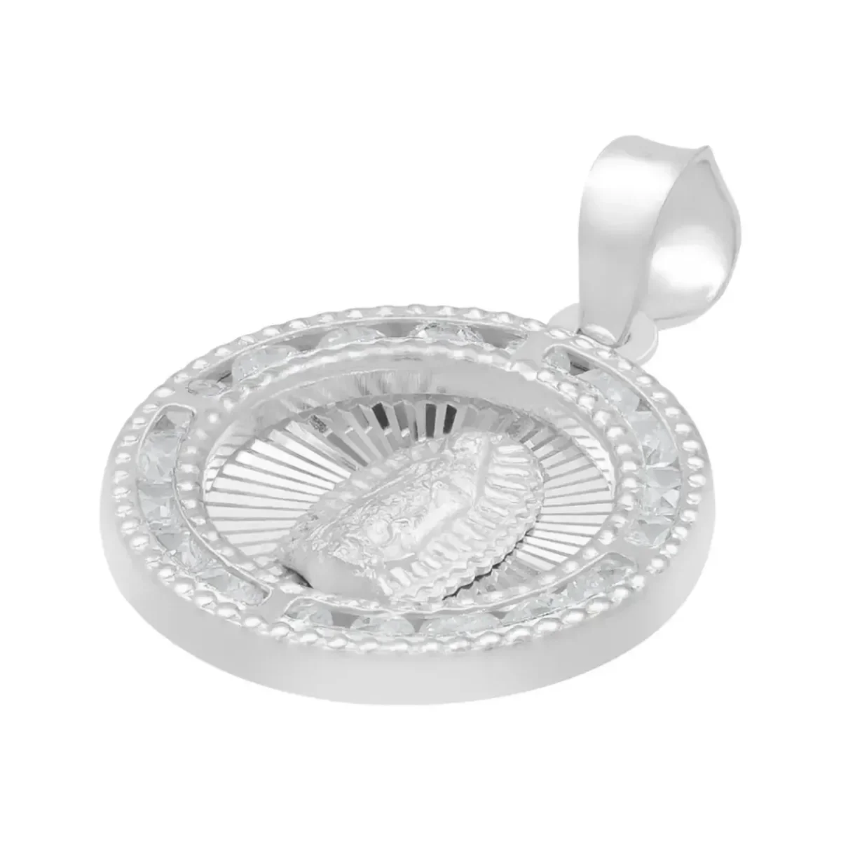 Dije Medalla Virgen de Guadalupe Plata 925 con Zirconia Transparente - Imagen 4