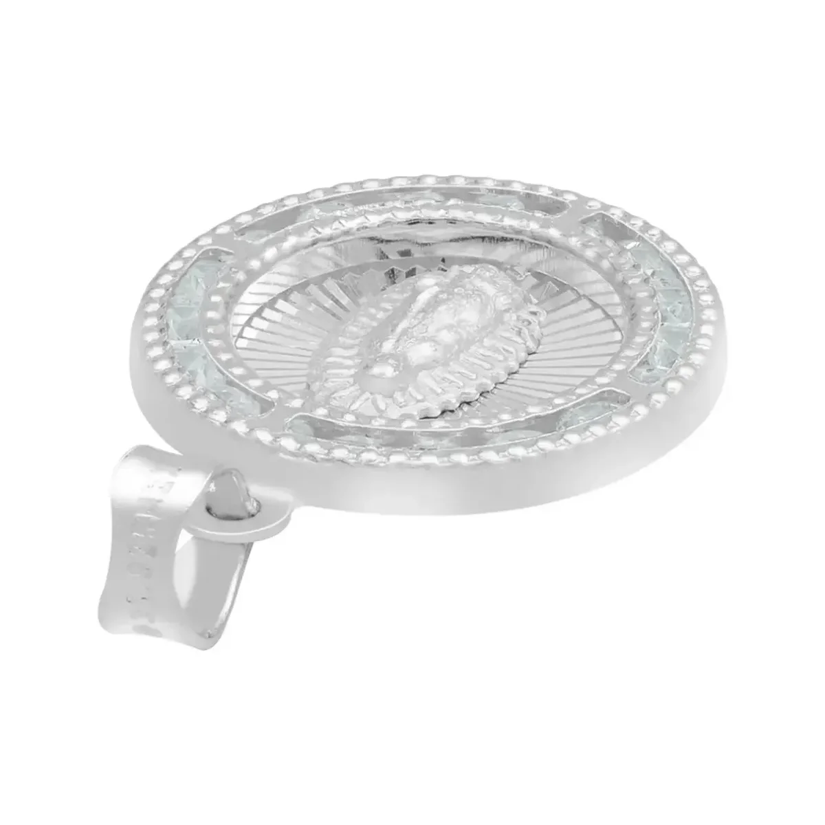 Dije Medalla Virgen de Guadalupe Plata 925 con Zirconia Transparente - Imagen 5