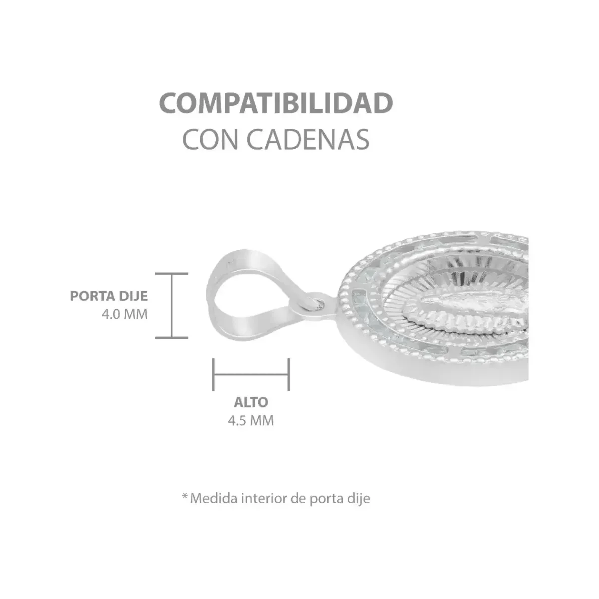 Dije Medalla Virgen de Guadalupe Plata 925 con Zirconia Transparente - Imagen 6