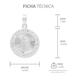 Dije Medalla Virgen de Guadalupe Plata 925 con Zirconia Transparente - Imagen 7