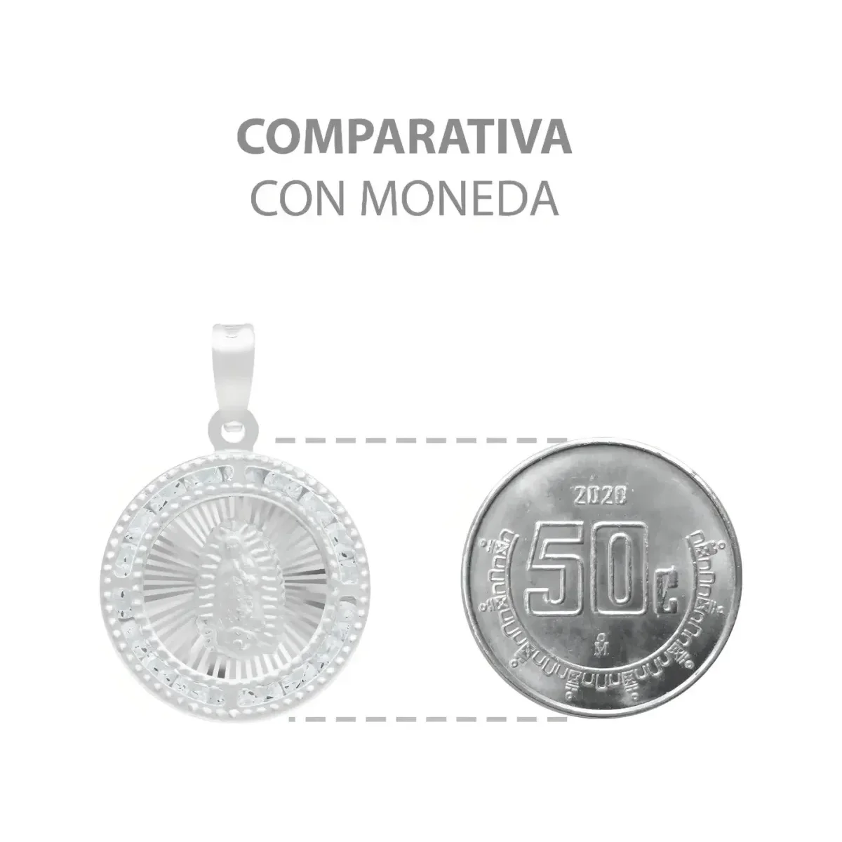 Dije Medalla Virgen de Guadalupe Plata 925 con Zirconia Transparente - Imagen 8