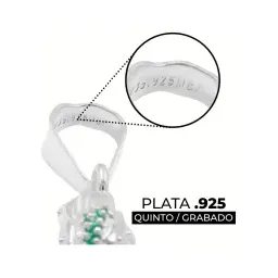 Dije Medalla Virgen de Guadalupe Plata 925 con Zirconia Verde Grabado - Imagen 3