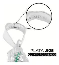 Dije Medalla Virgen de Guadalupe Plata 925 con Zirconia Verde Grabado - Imagen 3