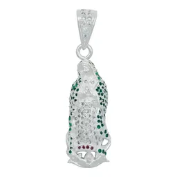 Dije Medalla Virgen de Guadalupe Plata 925 con Zirconia Verde Liso - Imagen 1
