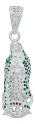Dije Medalla Virgen de Guadalupe Plata 925 con Zirconia Verde Liso - Imagen 1