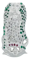 Dije Medalla Virgen de Guadalupe Plata 925 con Zirconia Verde Liso - Imagen 2