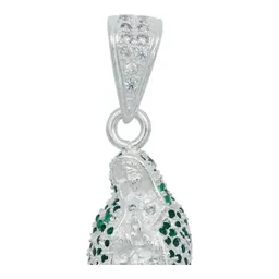 Dije Medalla Virgen de Guadalupe Plata 925 con Zirconia Verde Liso - Imagen 3