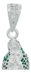 Dije Medalla Virgen de Guadalupe Plata 925 con Zirconia Verde Liso - Imagen 3