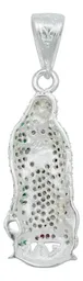 Dije Medalla Virgen de Guadalupe Plata 925 con Zirconia Verde Liso - Imagen 4