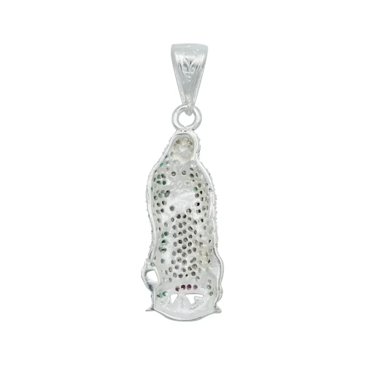 Dije Medalla Virgen de Guadalupe Plata 925 con Zirconia Verde Liso - Imagen 4
