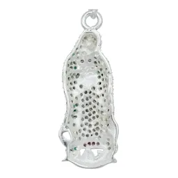 Dije Medalla Virgen de Guadalupe Plata 925 con Zirconia Verde Liso - Imagen 5
